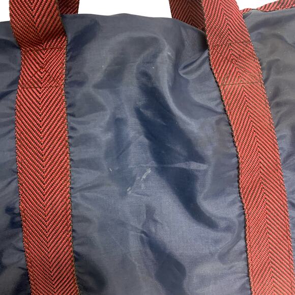 Vintage Hollywood Park Blue Burgundy Light Duffle Bag - Picture 3 of 8